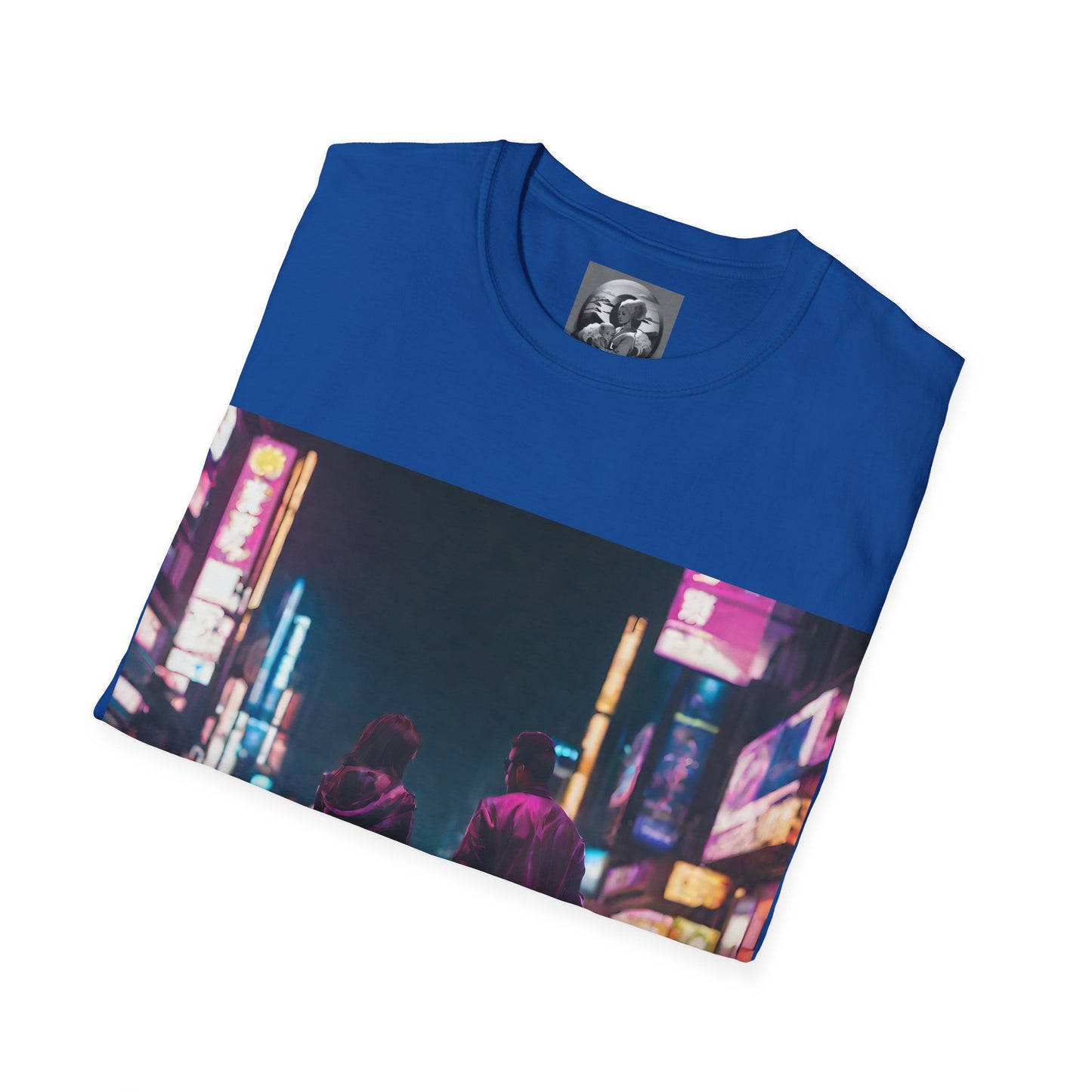 "Midnight in Neo Tokyo" Single Print Unisex Softstyle T-Shirt