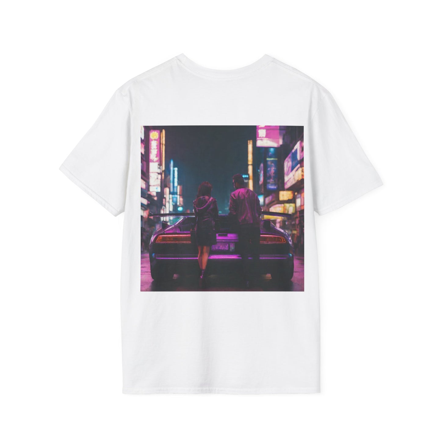 "Midnight in Neo Tokyo" Double Print Unisex Softstyle T-Shirt