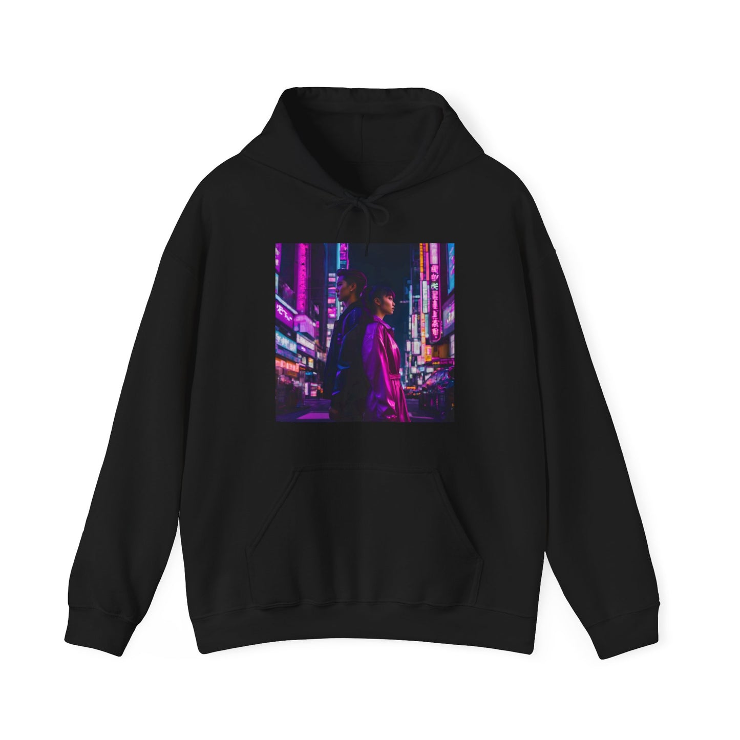 "Midnight in Neo Tokyo" Double Print Unisex Heavy Blend™ Hooded Sweatshirt