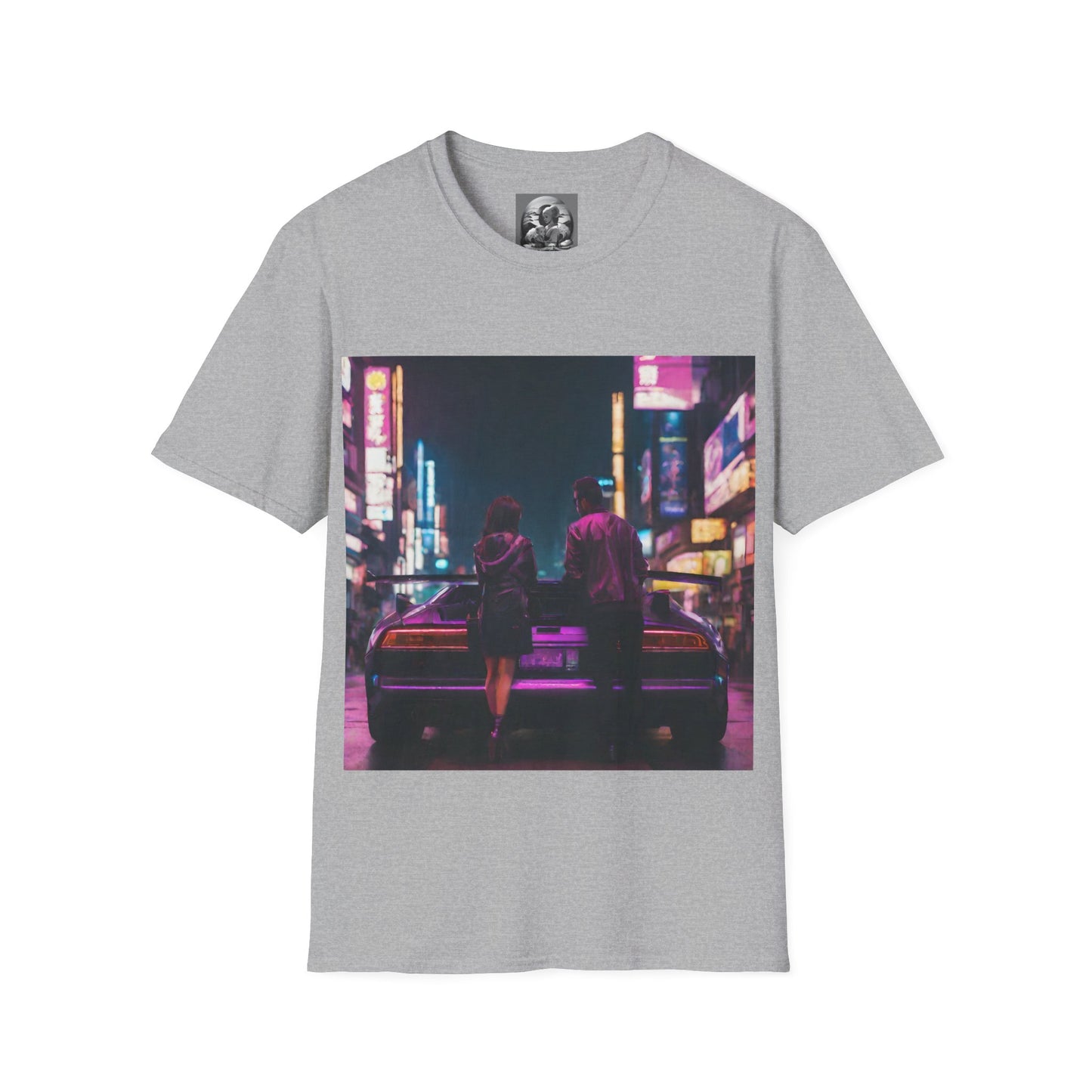 "Midnight in Neo Tokyo" Single Print Unisex Softstyle T-Shirt