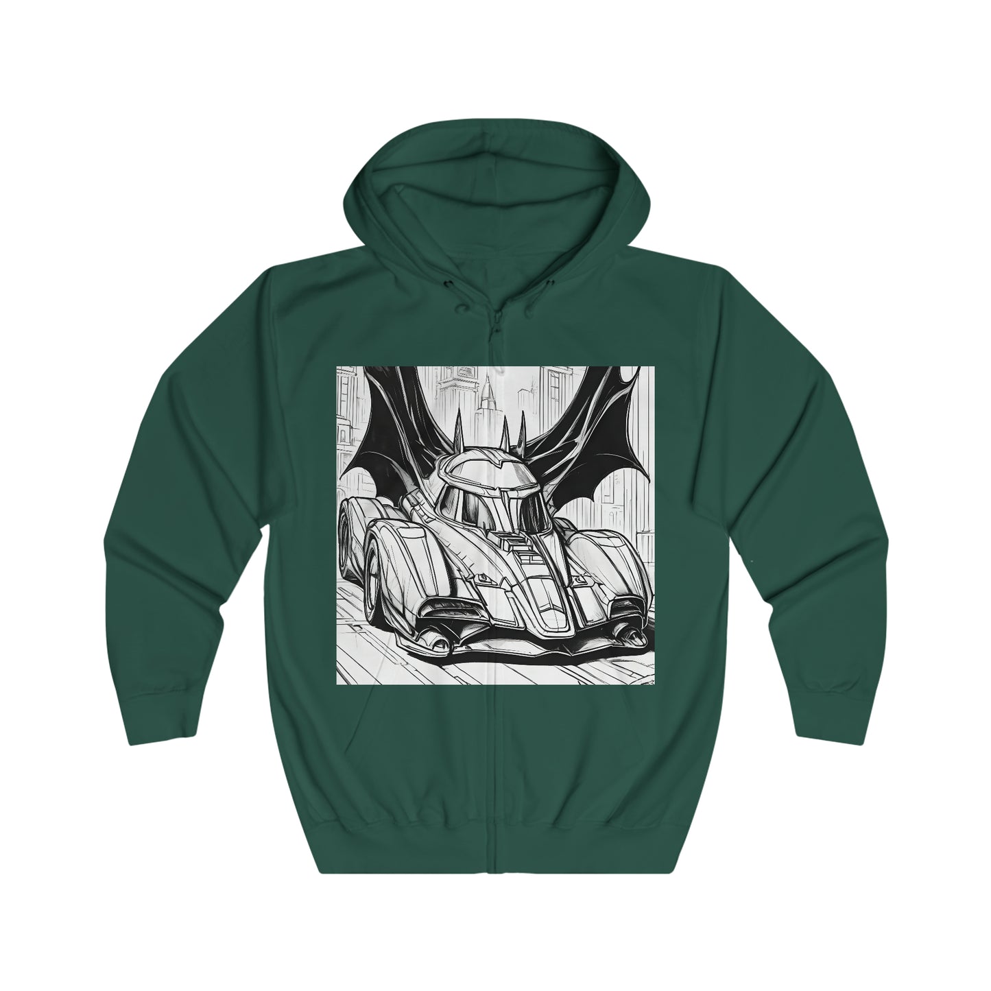 "Automobiliá de Chiroptera" Single Print Unisex Full Zip Hoodie