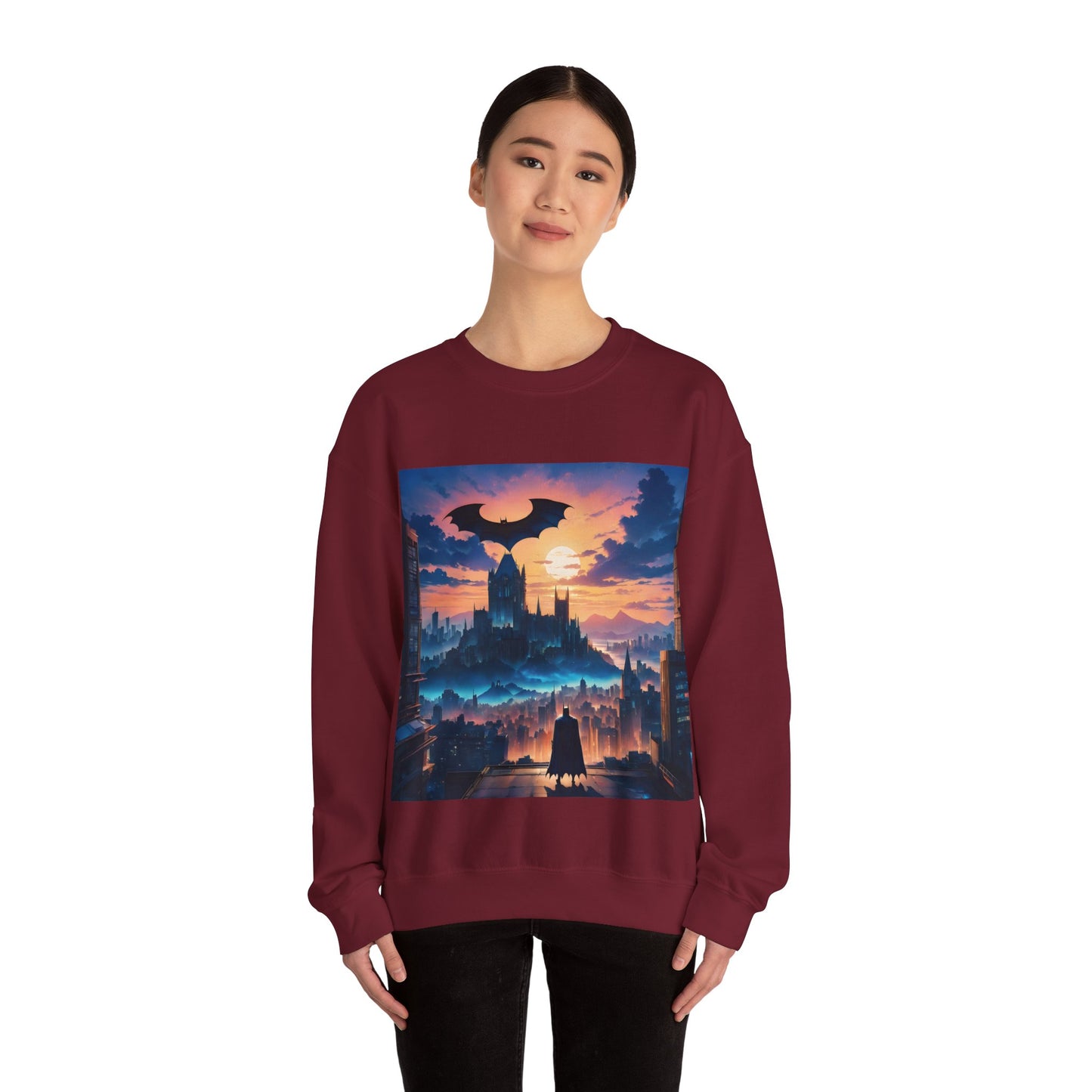 " The Dark Knight watching" Single Print Unisex Heavy Blend™ Crewneck Sweatshirt