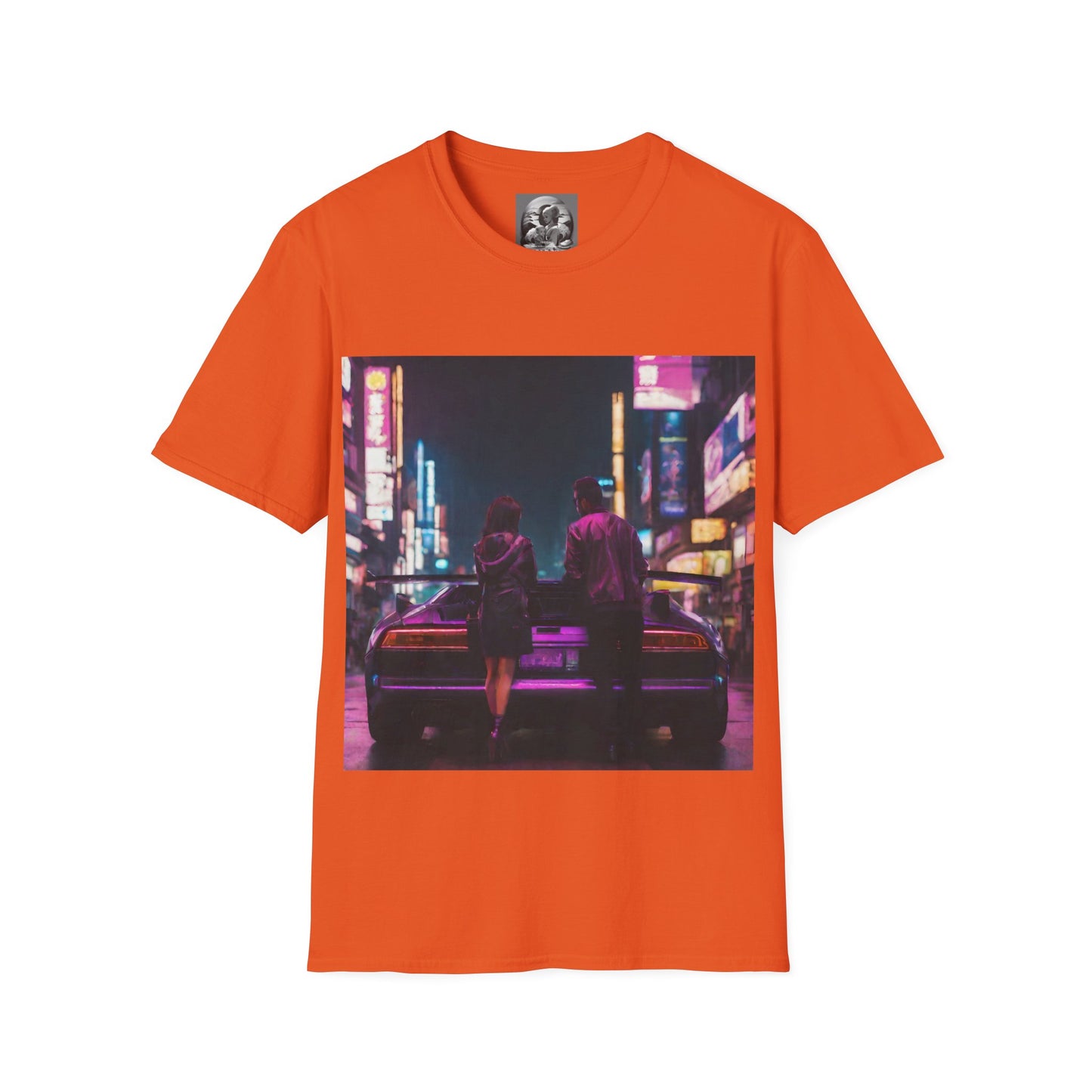 "Midnight in Neo Tokyo" Single Print Unisex Softstyle T-Shirt