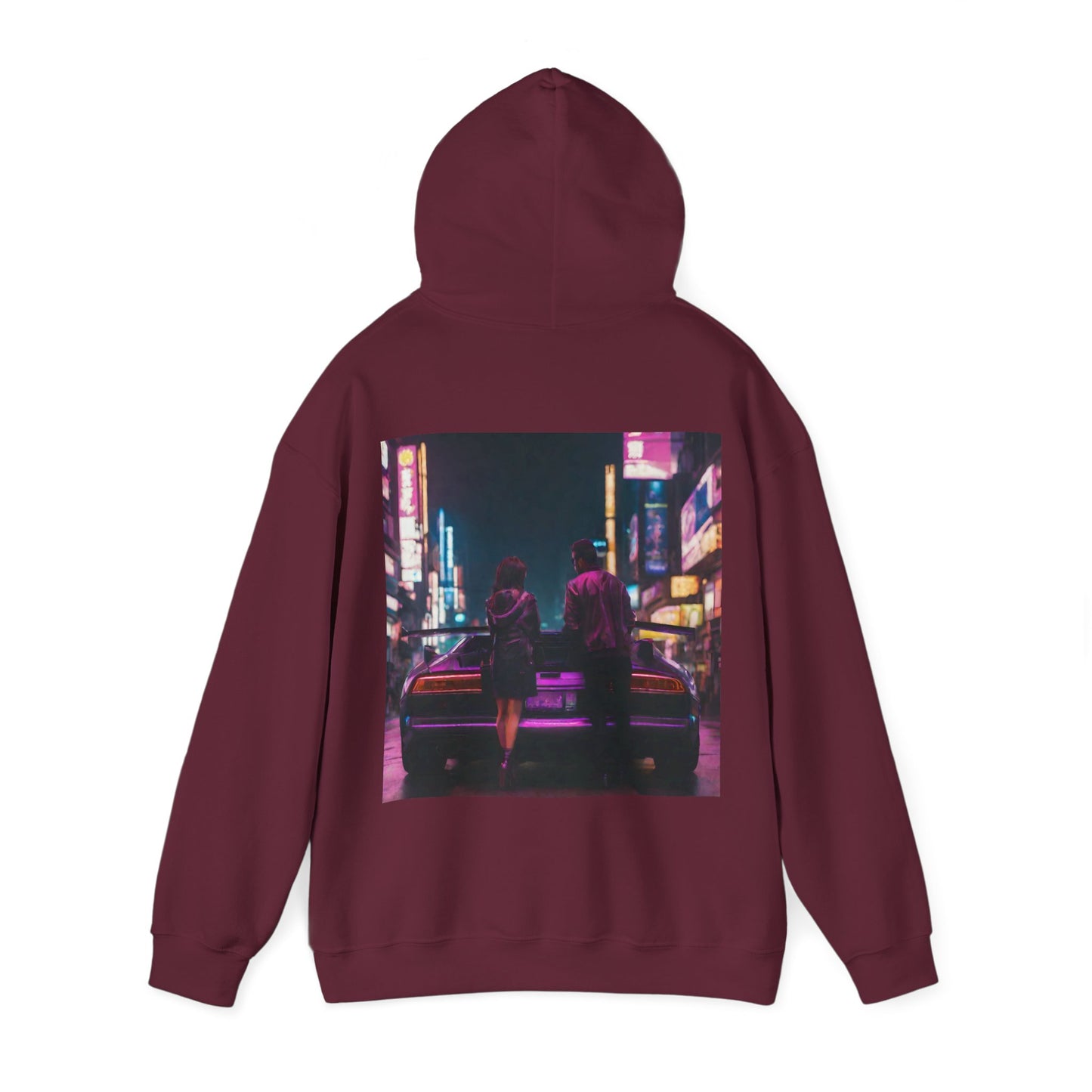 "Midnight in Neo Tokyo" Double Print Unisex Heavy Blend™ Hooded Sweatshirt