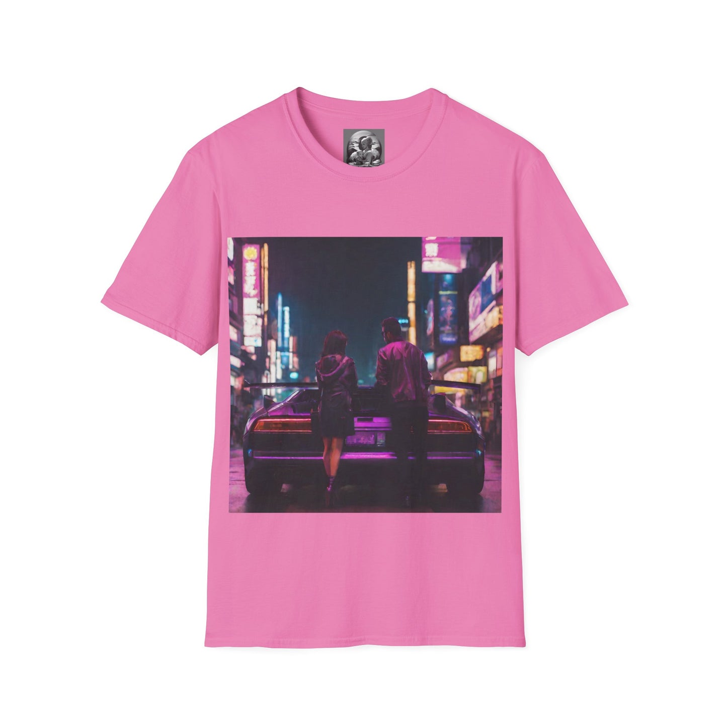 "Midnight in Neo Tokyo" Single Print Unisex Softstyle T-Shirt