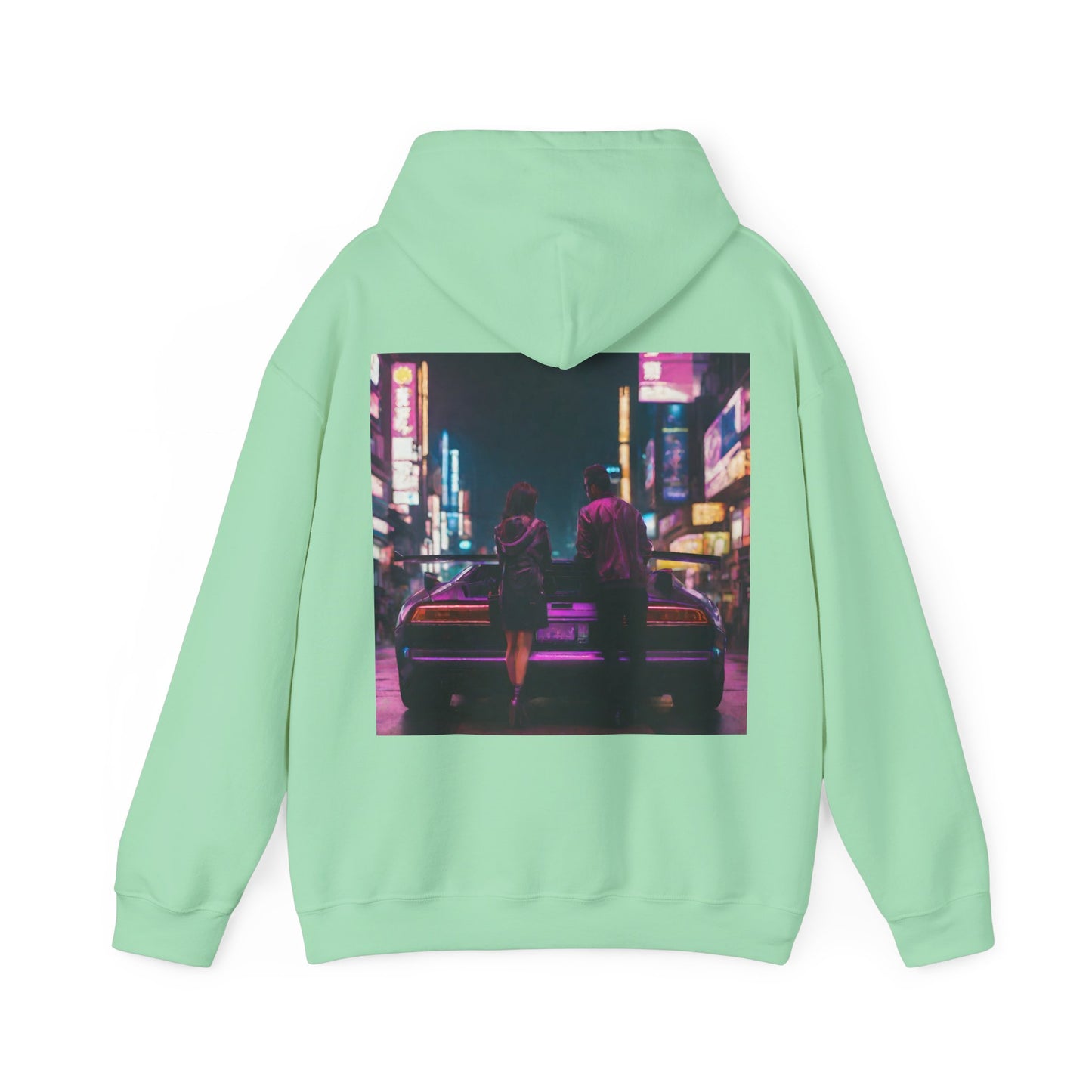 "Midnight in Neo Tokyo" Double Print Unisex Heavy Blend™ Hooded Sweatshirt