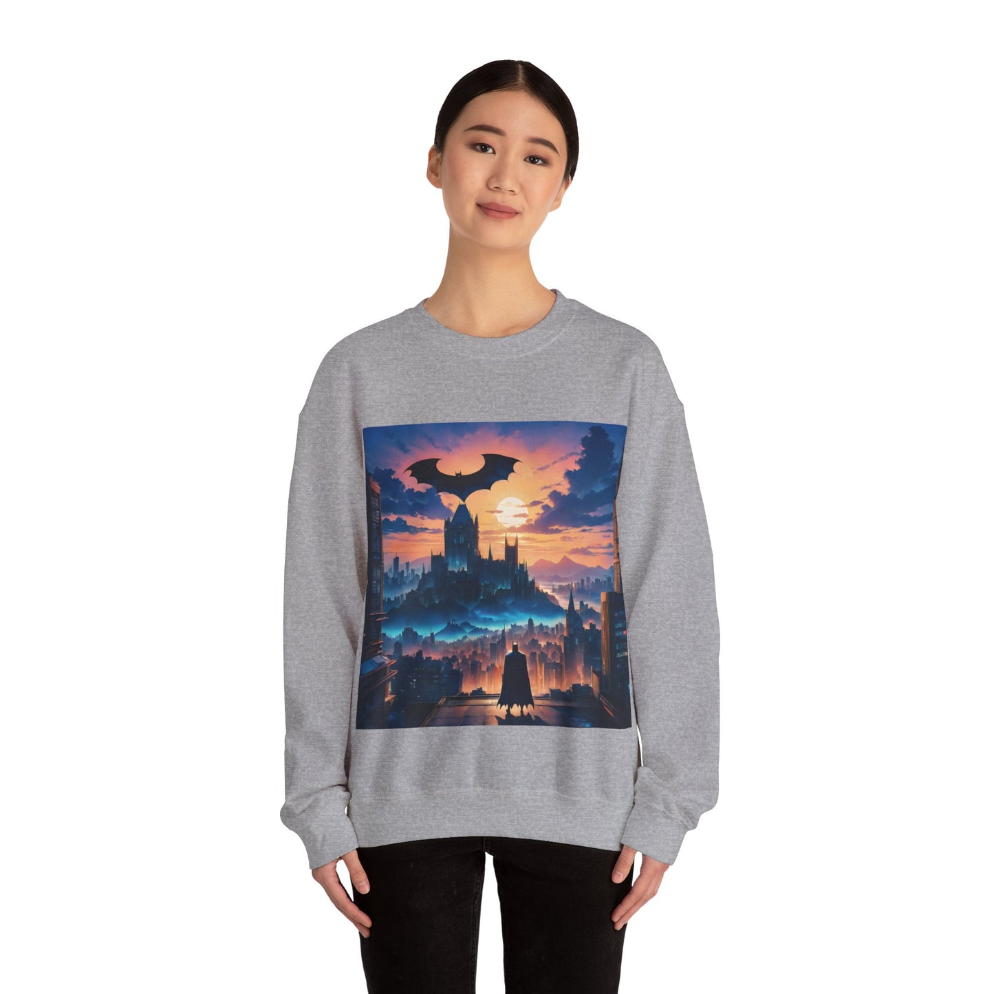 " The Dark Knight watching" Single Print Unisex Heavy Blend™ Crewneck Sweatshirt