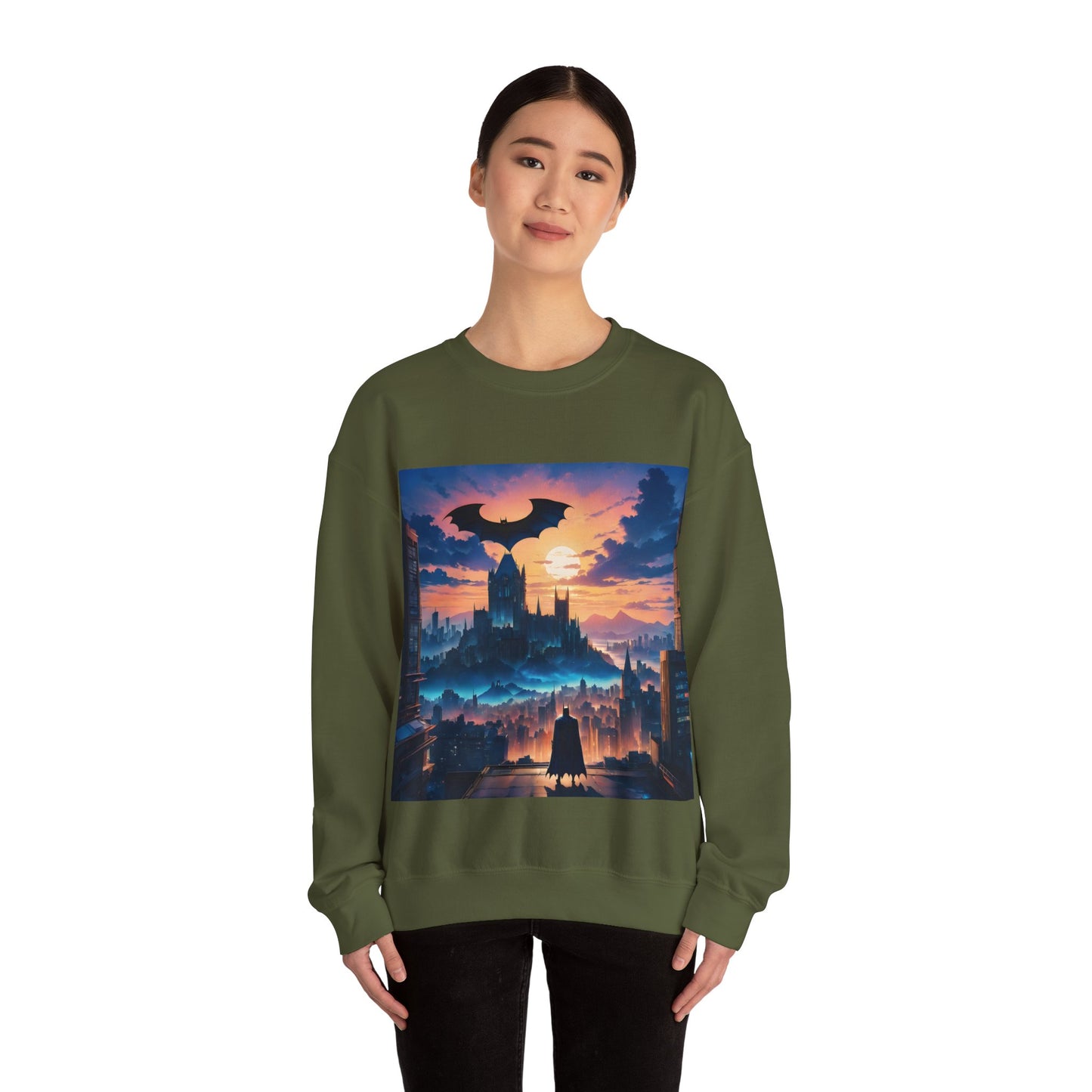 " The Dark Knight watching" Single Print Unisex Heavy Blend™ Crewneck Sweatshirt