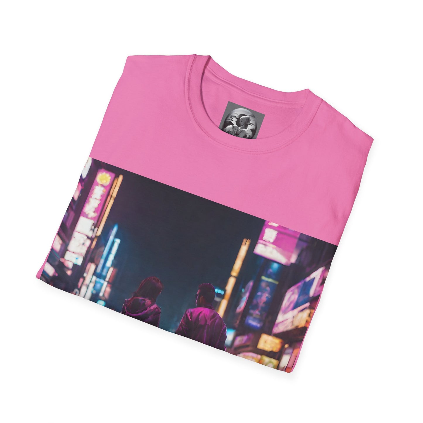 "Midnight in Neo Tokyo" Single Print Unisex Softstyle T-Shirt