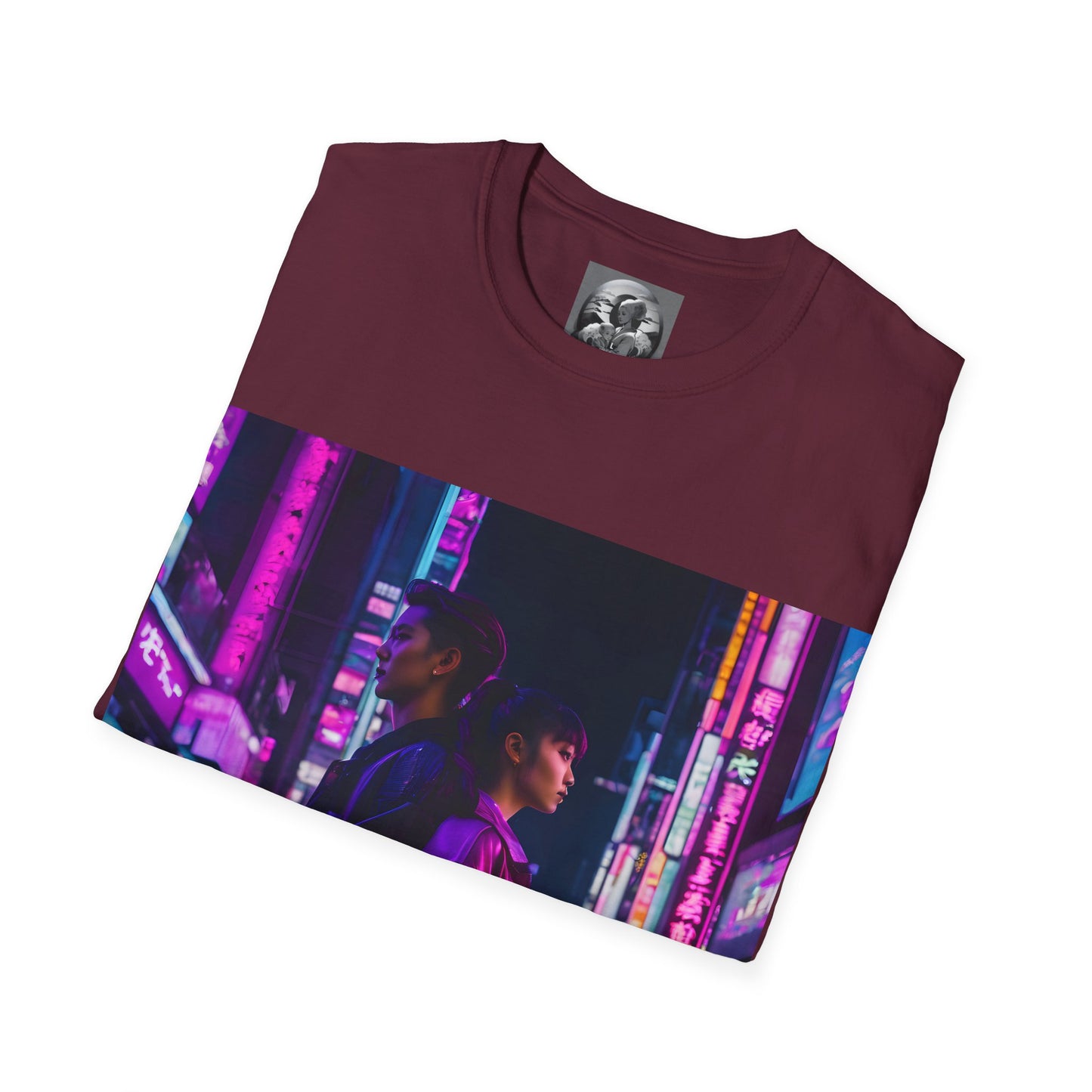 "Midnight in Neo Tokyo" Double Print Unisex Softstyle T-Shirt