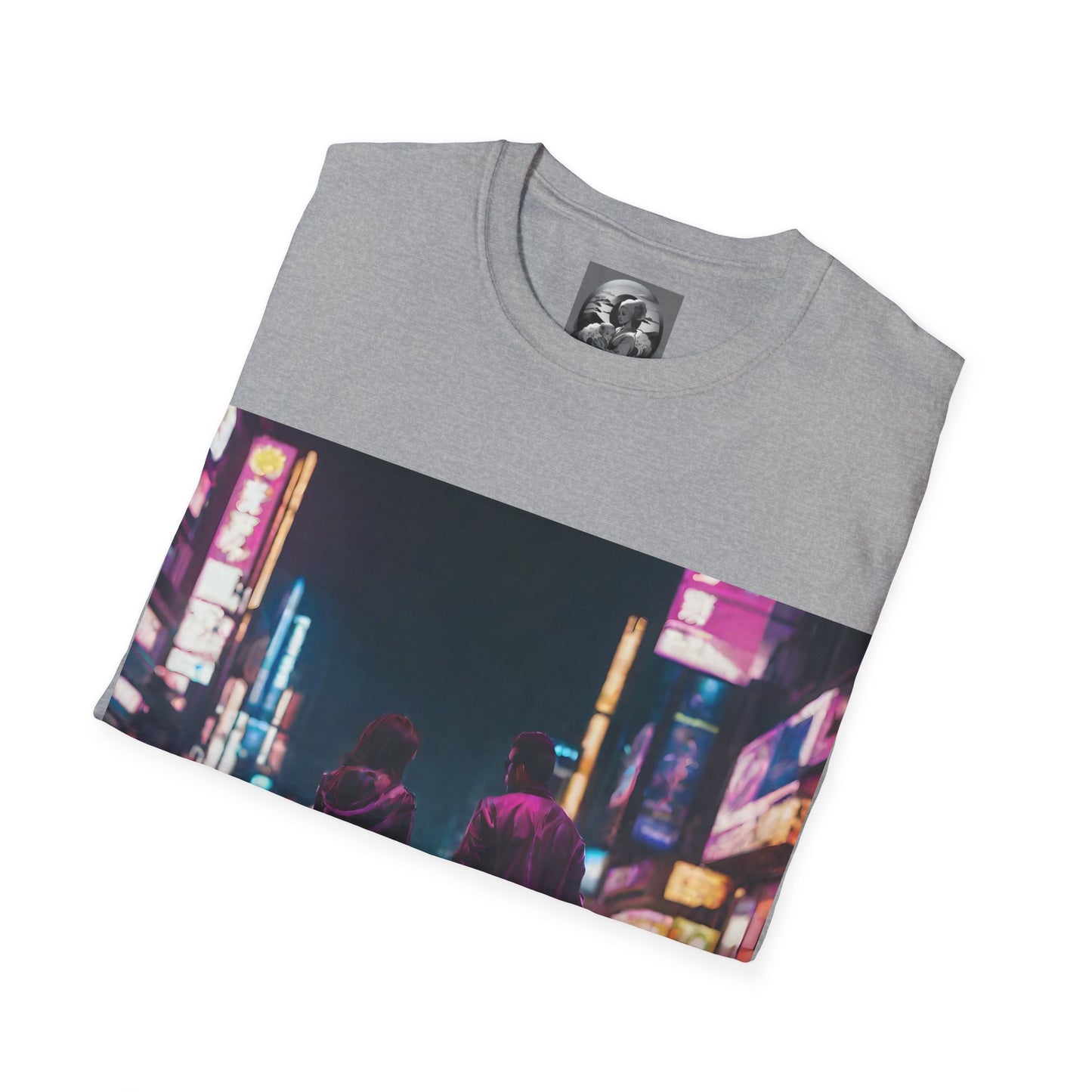 "Midnight in Neo Tokyo" Single Print Unisex Softstyle T-Shirt