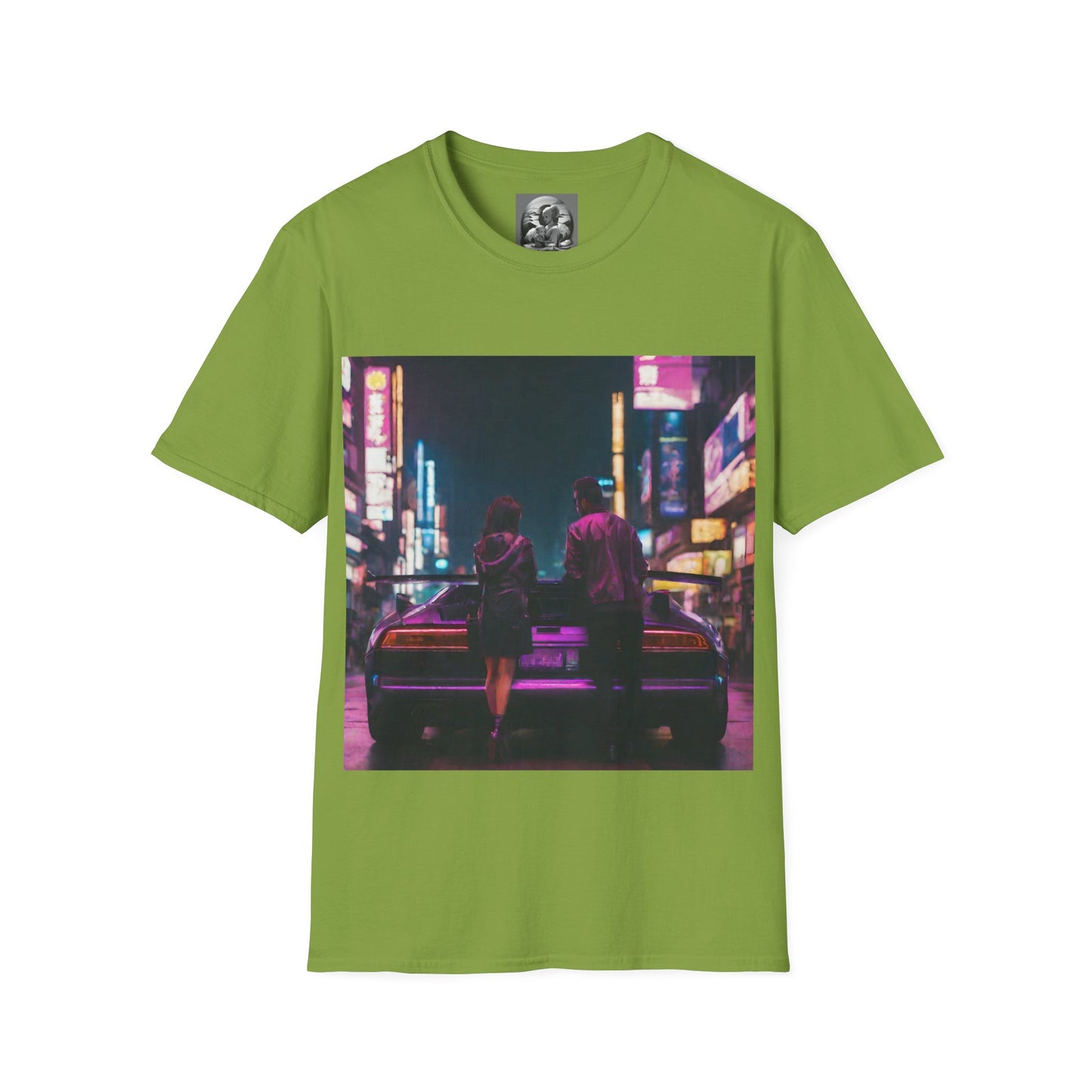 "Midnight in Neo Tokyo" Single Print Unisex Softstyle T-Shirt