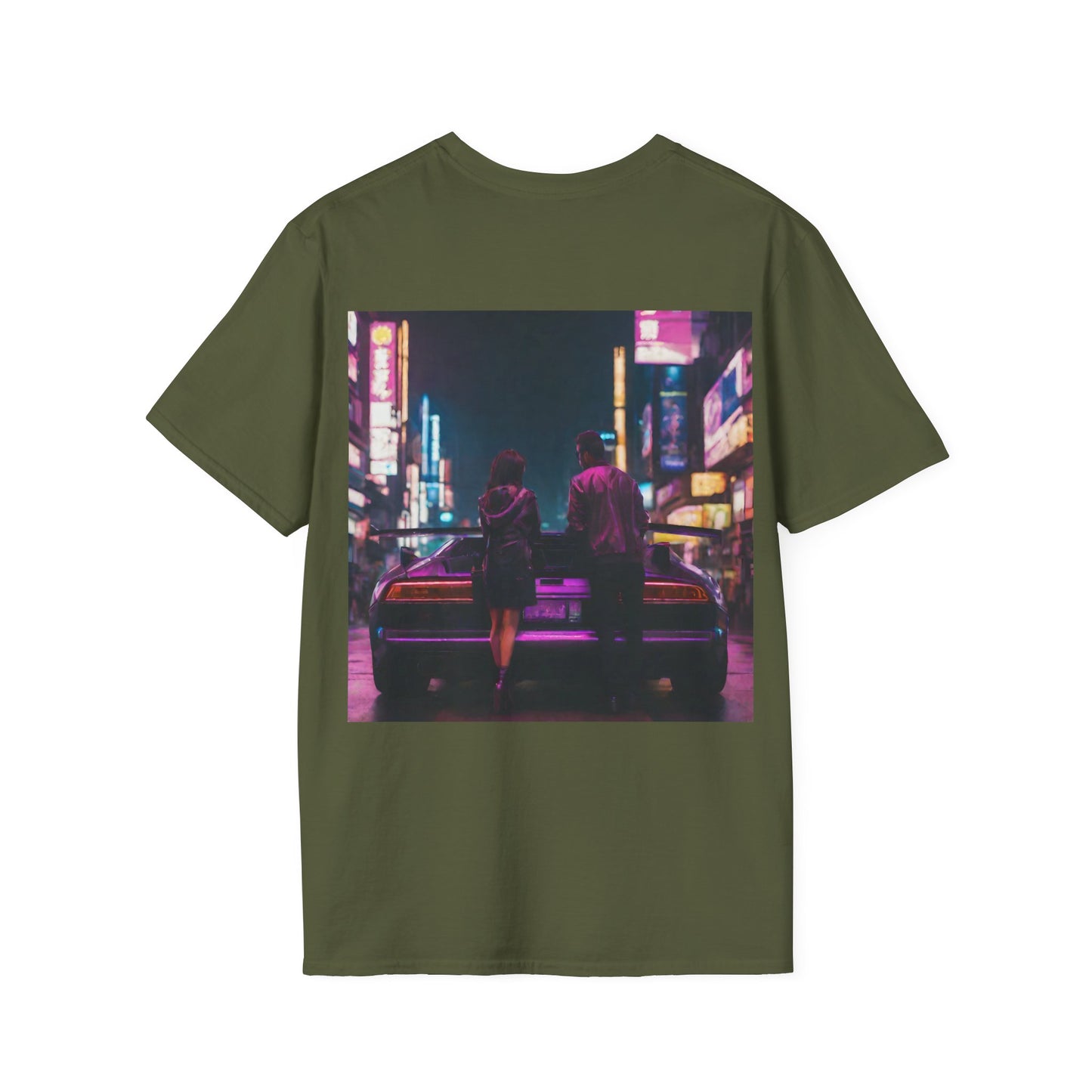 "Midnight in Neo Tokyo" Double Print Unisex Softstyle T-Shirt