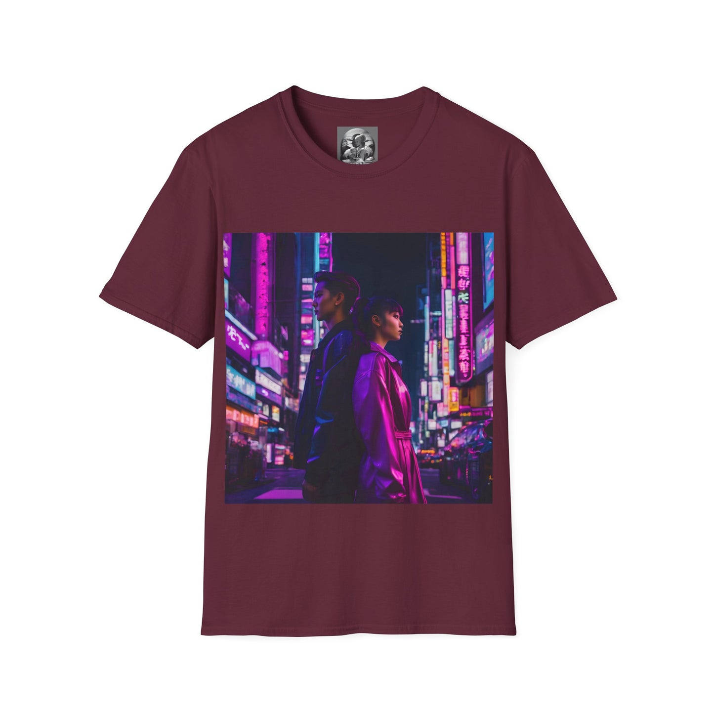 "Midnight in Neo Tokyo" Double Print Unisex Softstyle T-Shirt