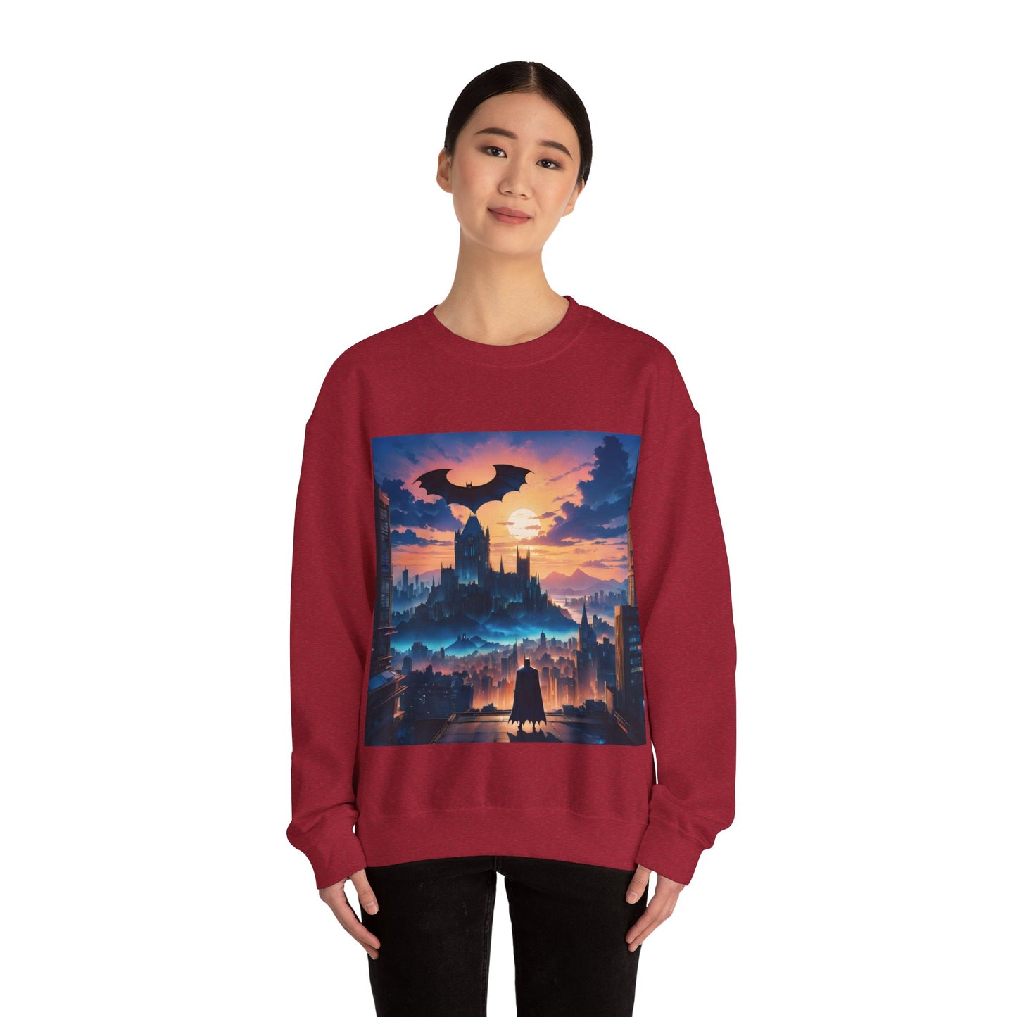 " The Dark Knight watching" Single Print Unisex Heavy Blend™ Crewneck Sweatshirt