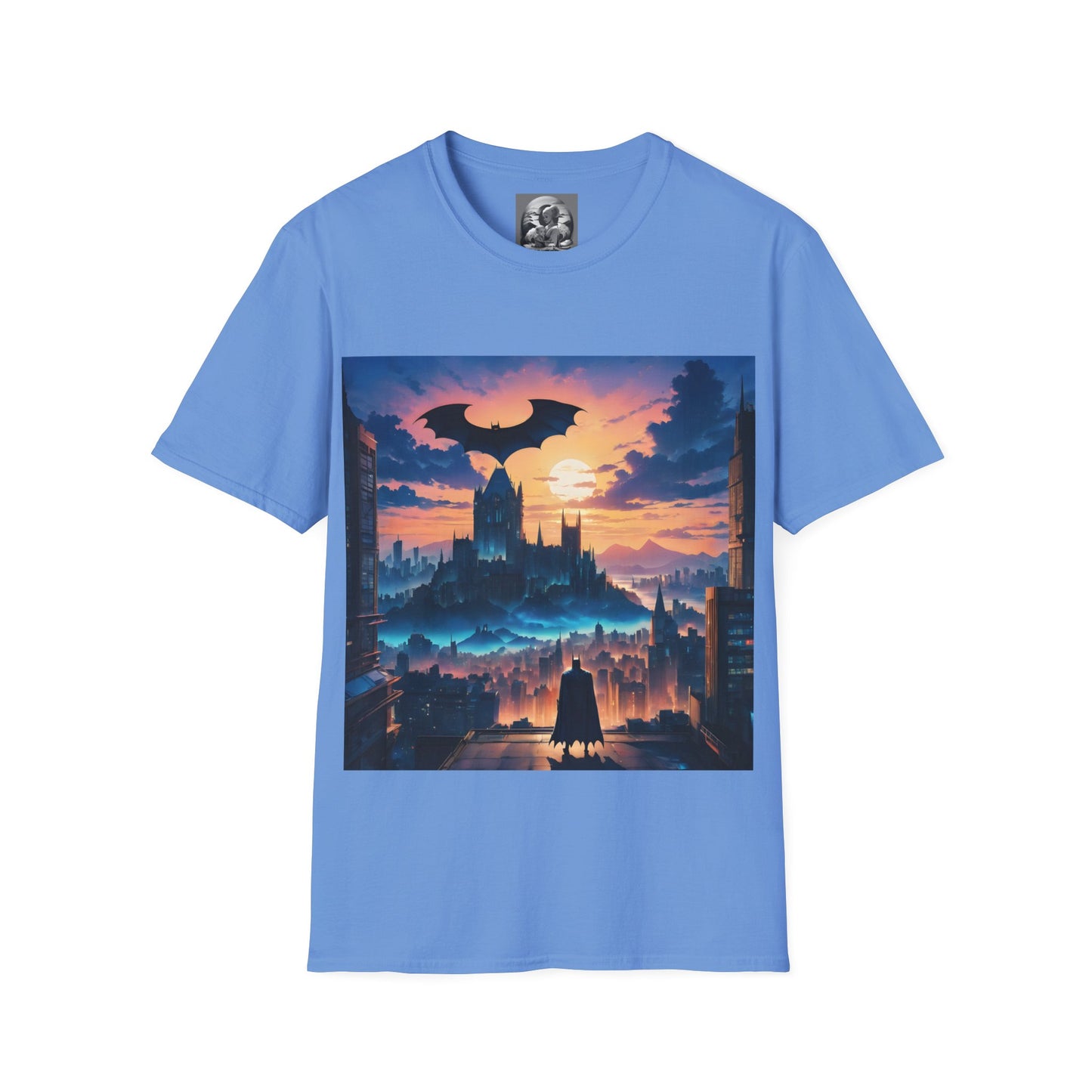 " The Dark Knight watching" Single Print Unisex Softstyle T-Shirt