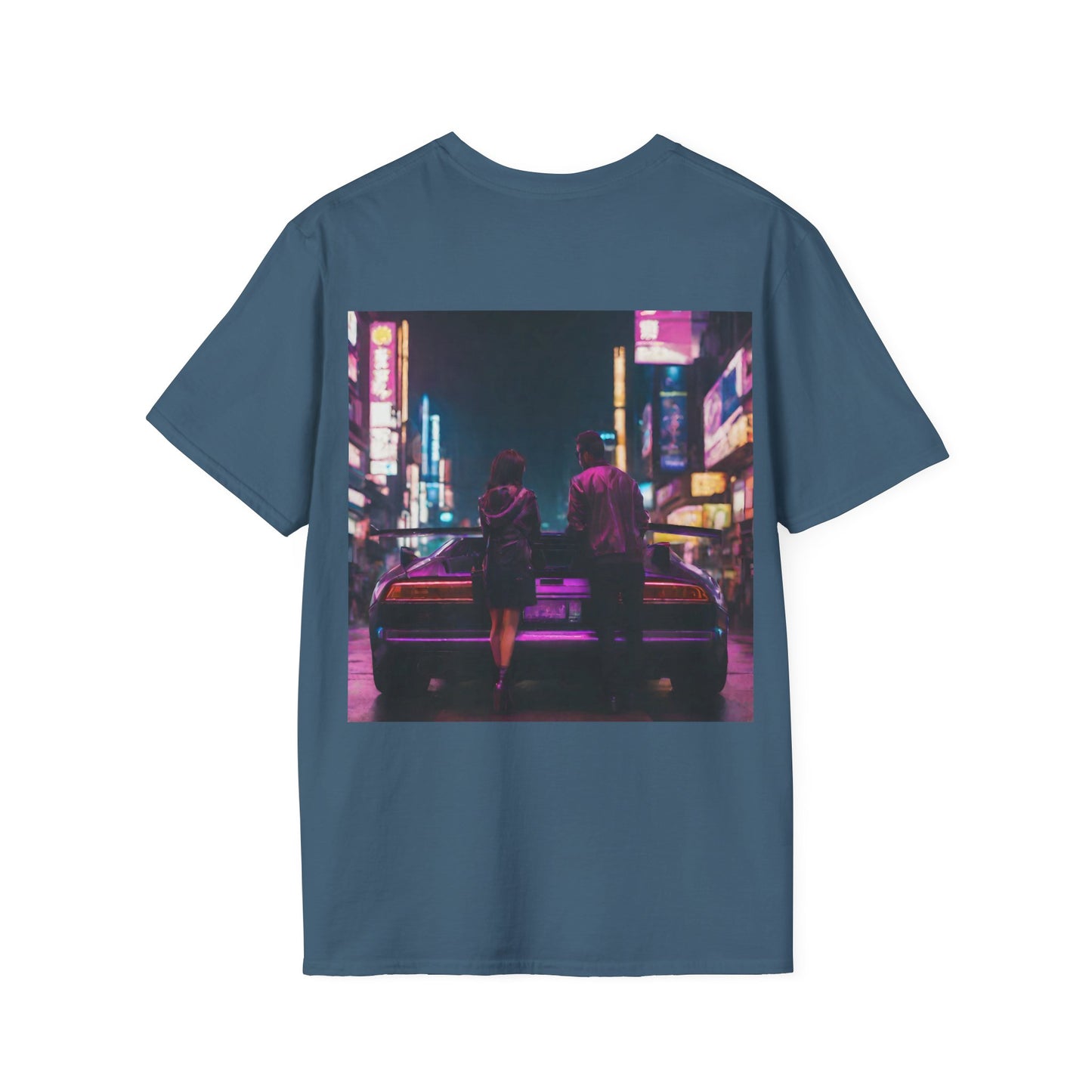 "Midnight in Neo Tokyo" Double Print Unisex Softstyle T-Shirt