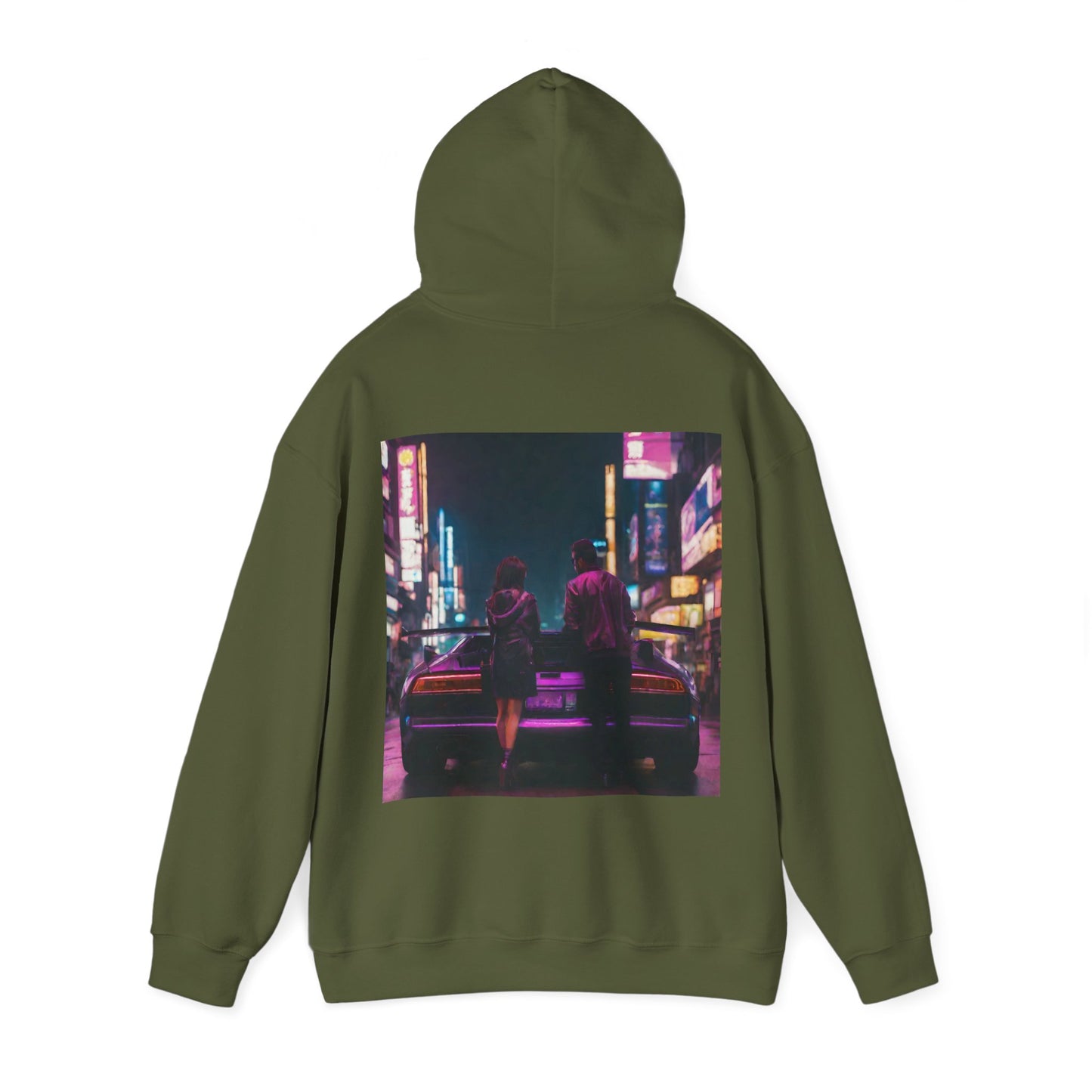 "Midnight in Neo Tokyo" Double Print Unisex Heavy Blend™ Hooded Sweatshirt