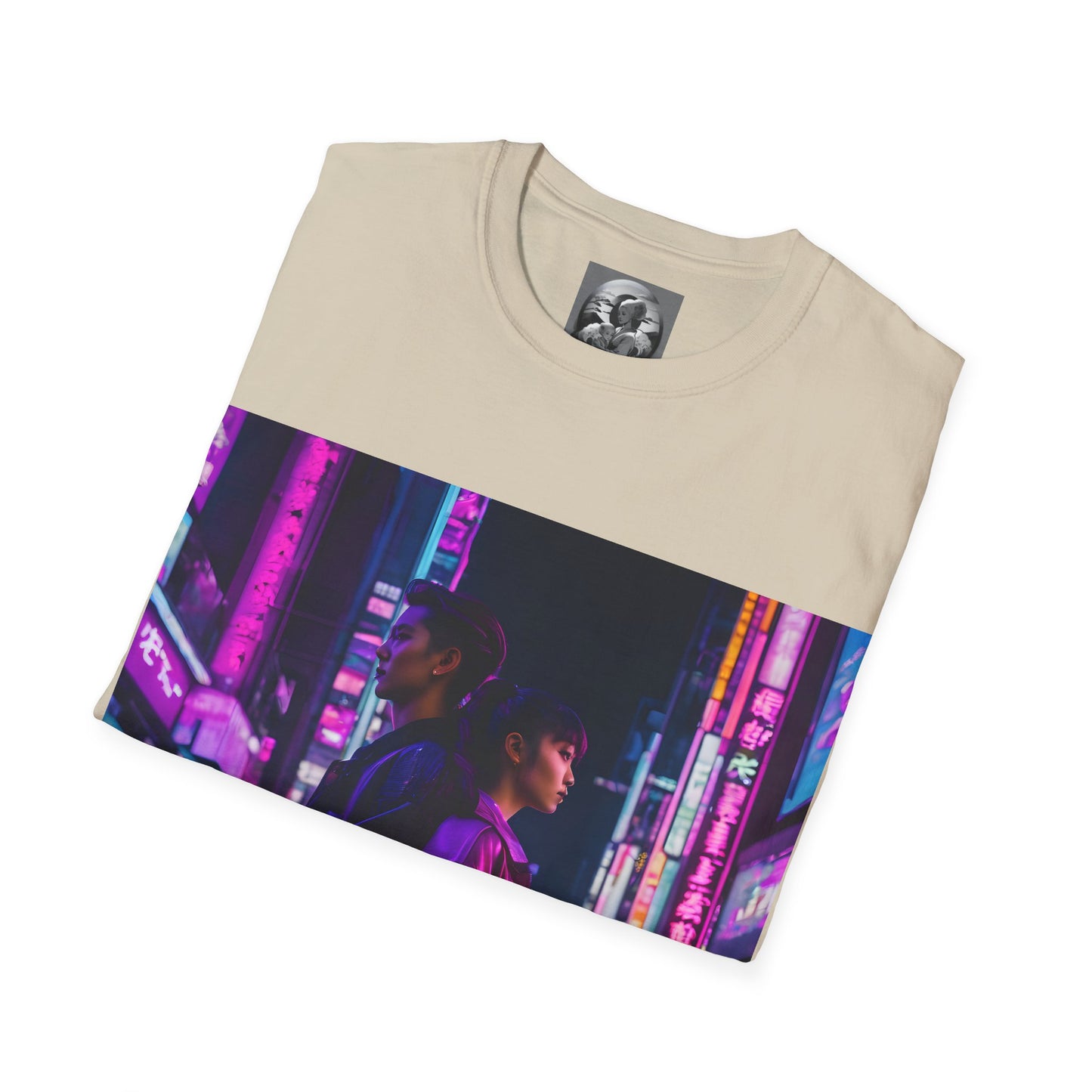 "Midnight in Neo Tokyo" Double Print Unisex Softstyle T-Shirt