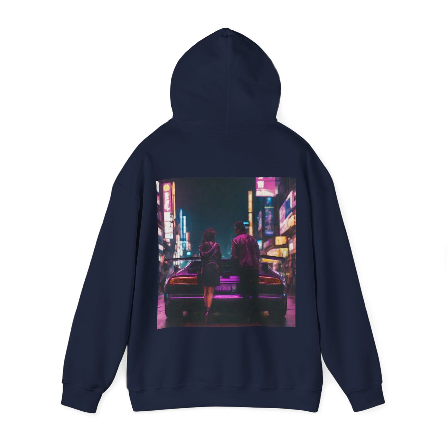 "Midnight in Neo Tokyo" Double Print Unisex Heavy Blend™ Hooded Sweatshirt