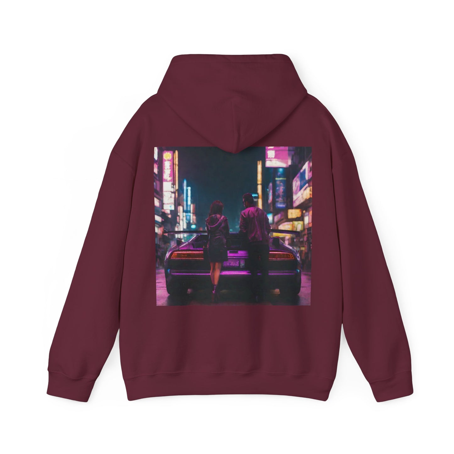 "Midnight in Neo Tokyo" Double Print Unisex Heavy Blend™ Hooded Sweatshirt