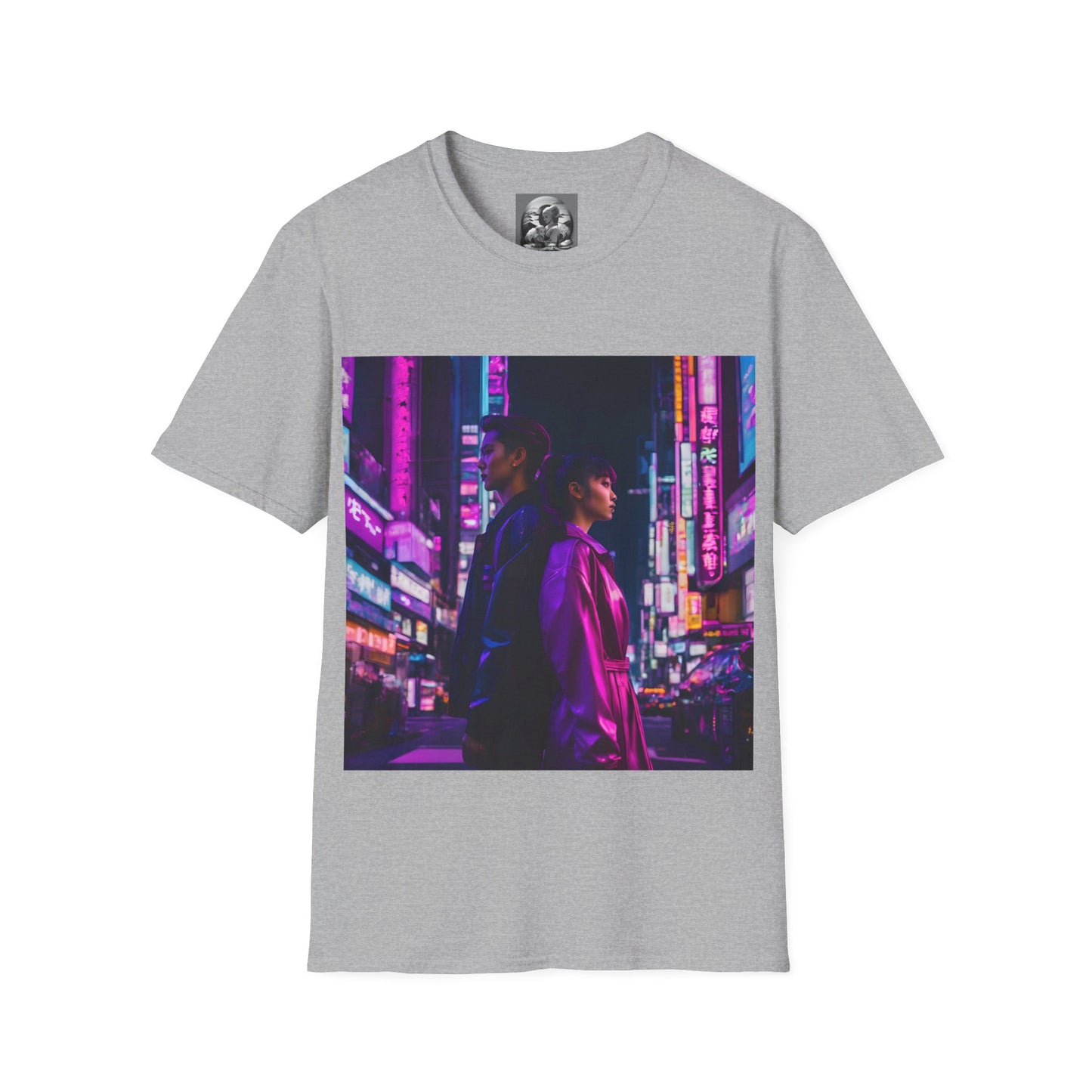 "Midnight in Neo Tokyo" Double Print Unisex Softstyle T-Shirt