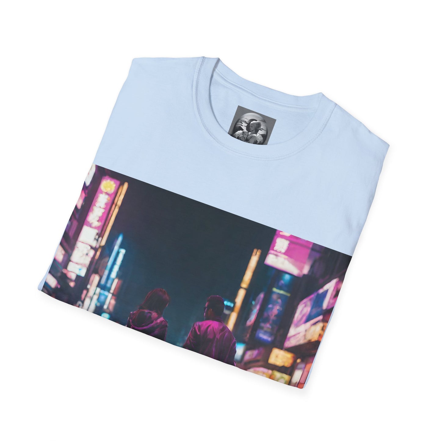 "Midnight in Neo Tokyo" Single Print Unisex Softstyle T-Shirt