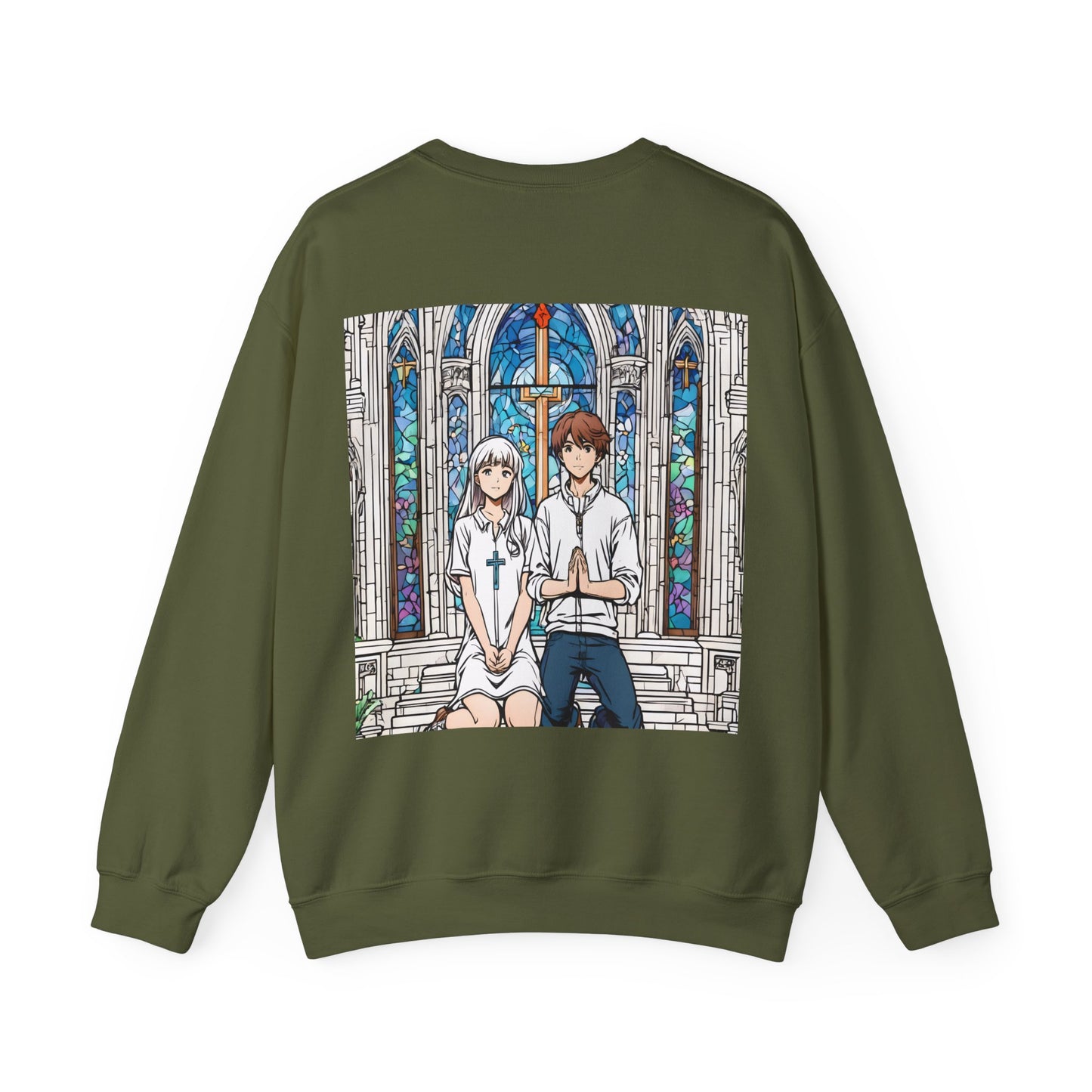 "In God we trust" Double Print Unisex Heavy Blend™ Crewneck Sweatshirt