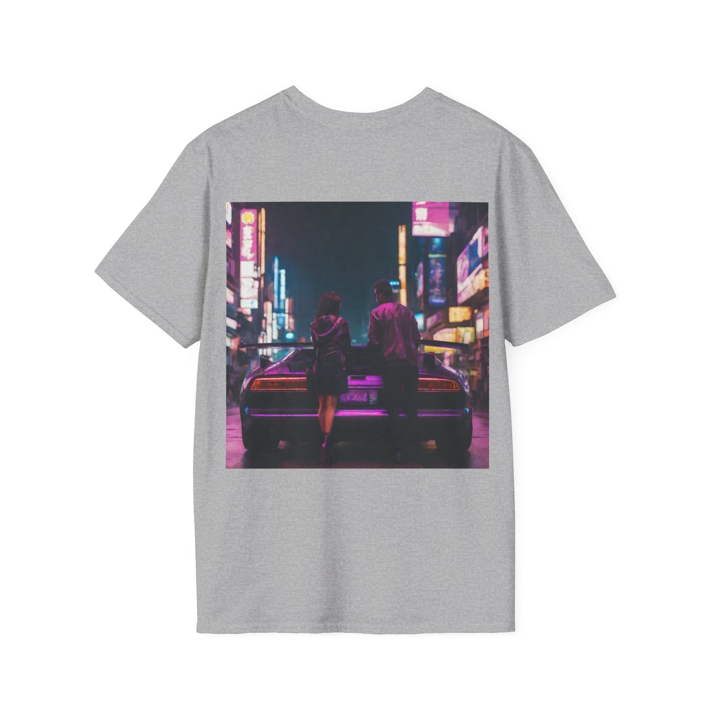 "Midnight in Neo Tokyo" Double Print Unisex Softstyle T-Shirt