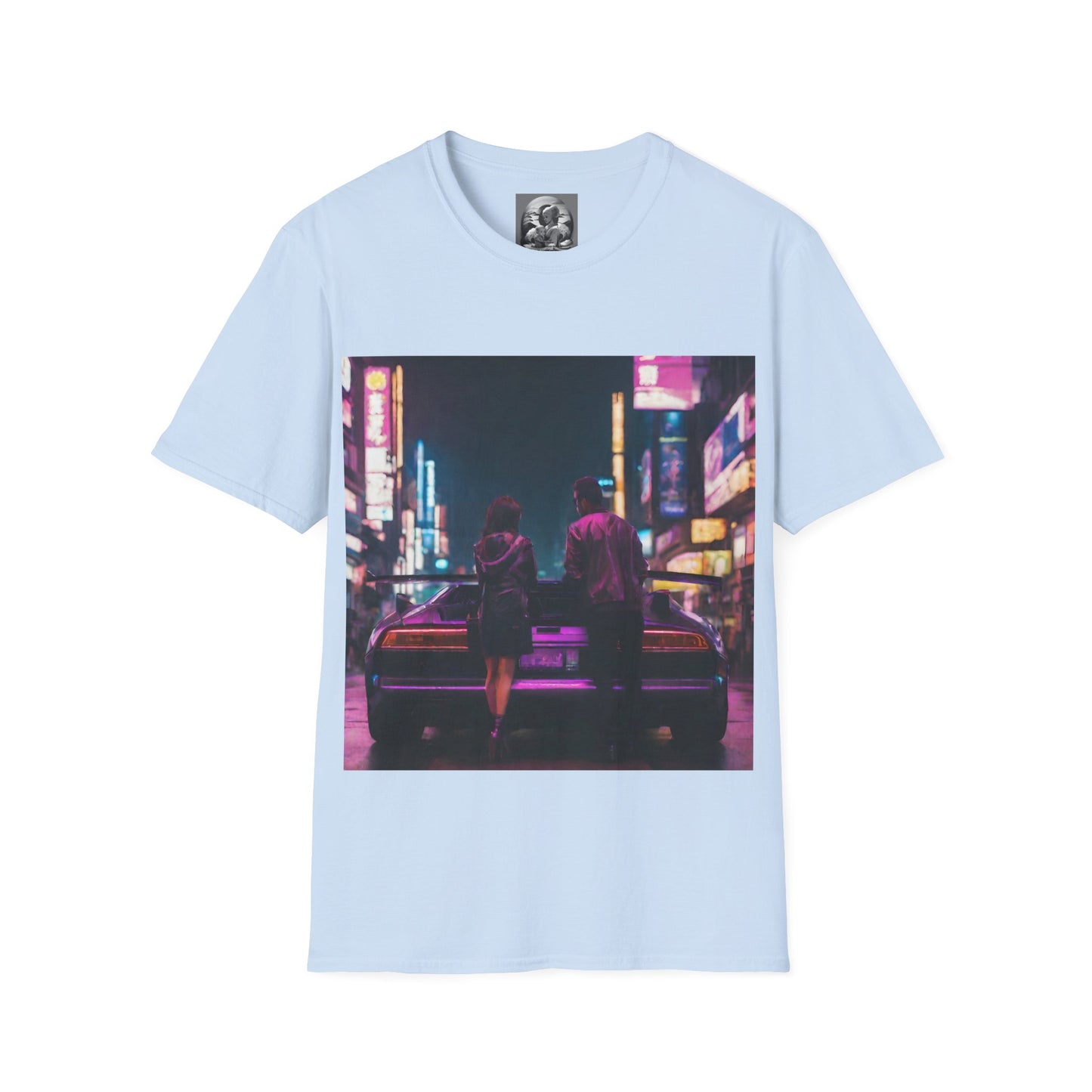 "Midnight in Neo Tokyo" Single Print Unisex Softstyle T-Shirt